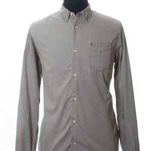 All Saints Gray Washed Cotton Dillon Long Sleeve Shirt